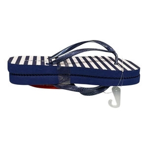 Joe Fresh Flip Flop Sandals Womens Size 6 Blue Stripe Beach Summer Shoes Casual